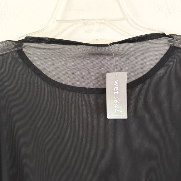 wet seal NWT // black sheer mesh longsleeve bodysuit XL - Picture 5 of 6